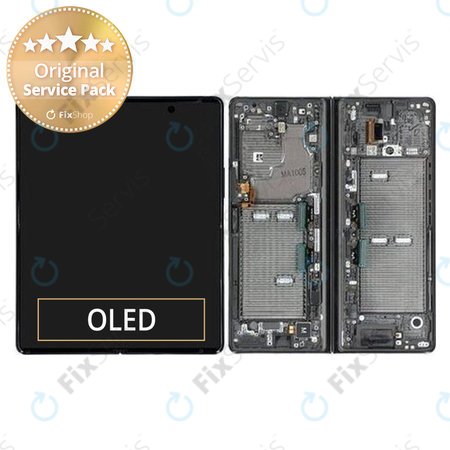 Samsung Galaxy Z Fold 2 F916B - LCD Displej + Dotykové Sklo + Rám (Mystic Black) - GH82-23968A, GH82-23969A Genuine Service Pack