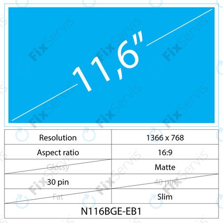 11.6 LCD Slim Matný 30 pin HD