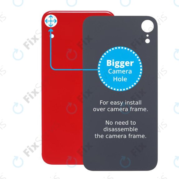 Apple iPhone XR - Sklo Zadného Housingu so Zväčšeným Otvorom na Kameru (Red)