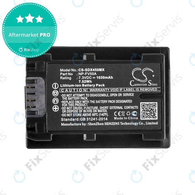 Batéria pre Sony FDR-AX33, 40, 45, 53, 60, 700, P33, HDR-CX450, 625, 1030mAh, Li-Ion, 7.3V, NP-FV50A, HQ
