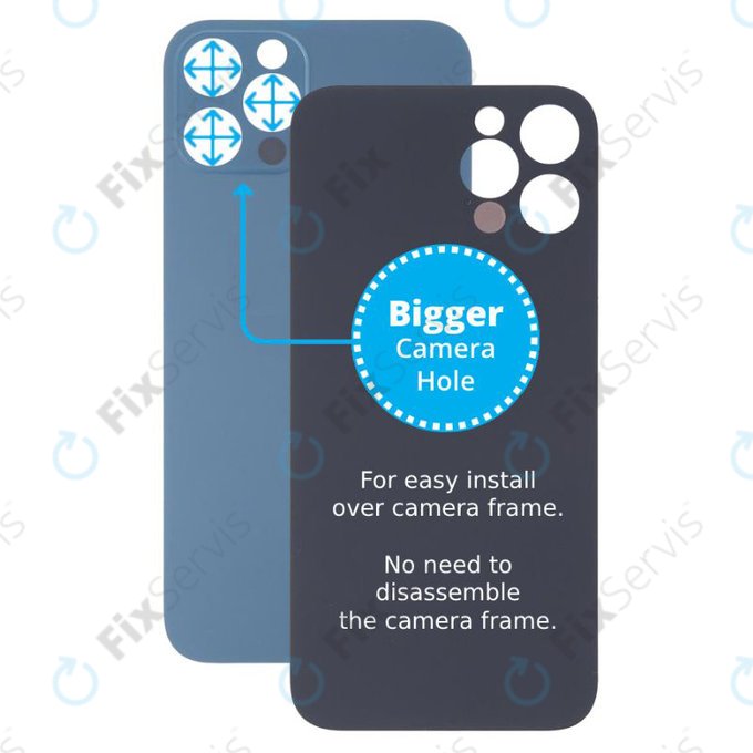 Apple iPhone 13 Pro Max - Sklo Zadného Housingu so Zväčšeným Otvorom na Kameru (Blue)