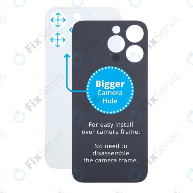 Apple iPhone 15 Pro Max - Sklo Zadného Housingu so Zväčšeným Otvorom na Kameru (White Titanium)