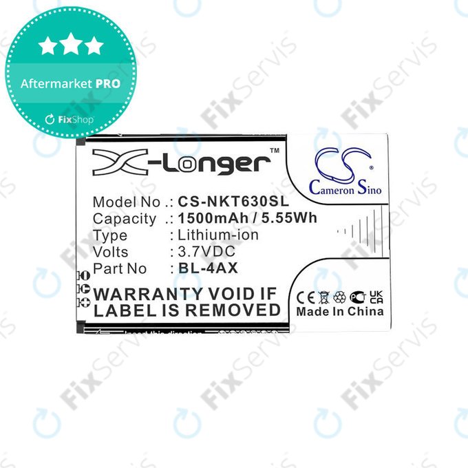 Batéria pre Nokia 6300 4G, Nokia 8000 4G, 1500mAh, Li-Ion, 3.7V, BL-4AX, HQ