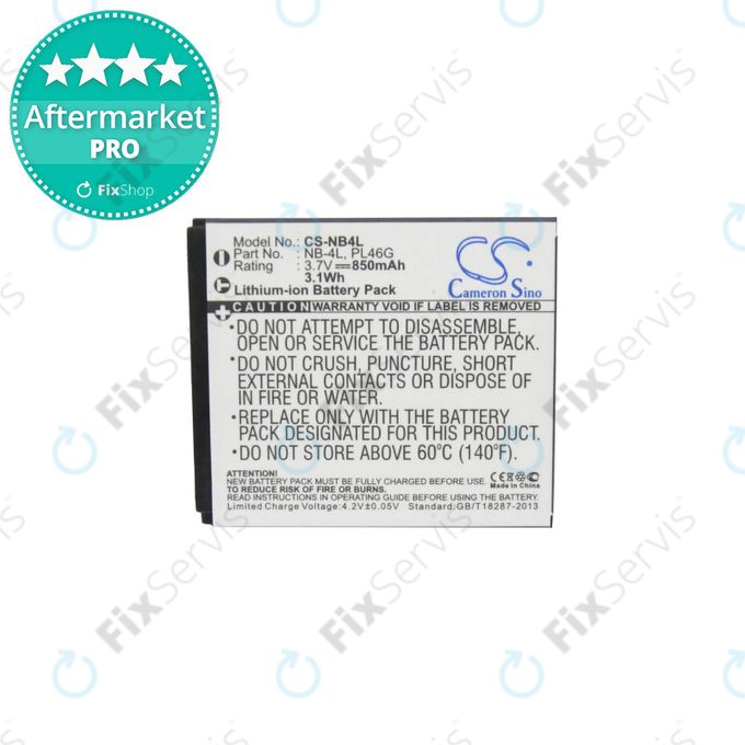 Canon Ixus, IXY, i7 Zoom, L3, L4, Legria Mini, PowerShot, TX1 - Batéria NB-4L Li-Ion 850mAh HQ