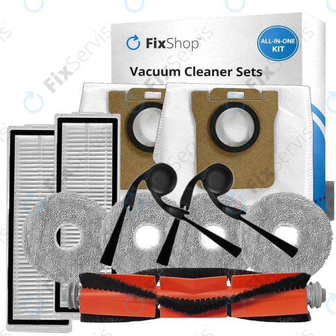 Sada náhradných dielov pre Xiaomi Robot Vacuum 5, 5 Pro (1x Hlavná kefa, 2x Filter, 2x Bočná kefa, 4x Mopovacia utierka, 2x Prachové vrecko)