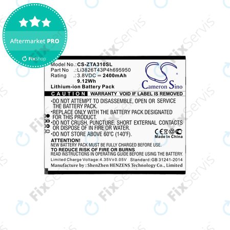 Batéria pre ZTE Blade A3, A5, Optus X Power 2, 2400mAh, Li-Ion, 3.8V, Li3826T43P4h695950, HQ
