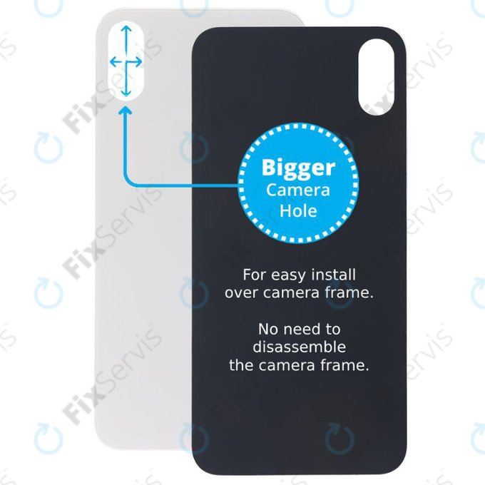 Apple iPhone XS Max - Sklo Zadného Housingu so Zväčšeným Otvorom na Kameru (White)