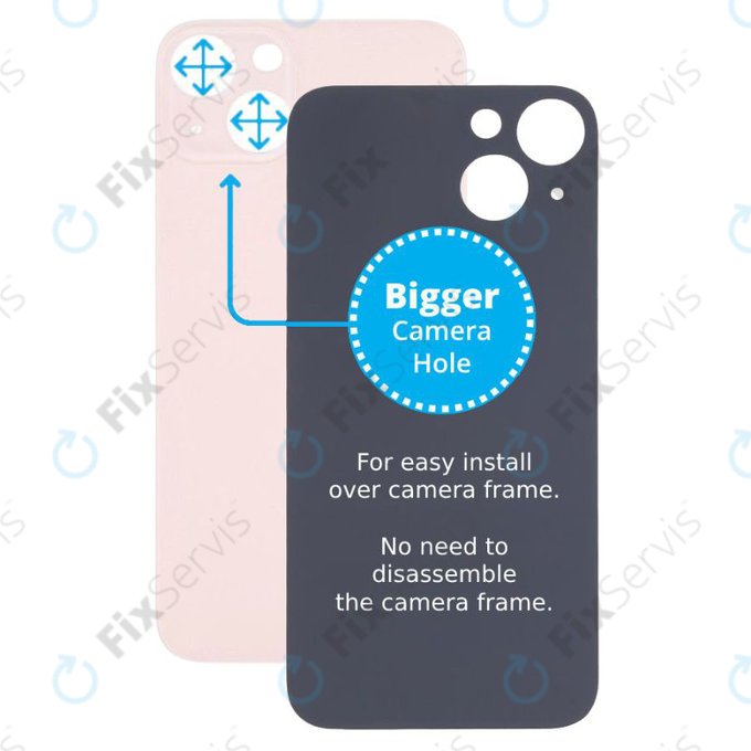 Apple iPhone 13 - Sklo Zadného Housingu so Zväčšeným Otvorom na Kameru (Pink)