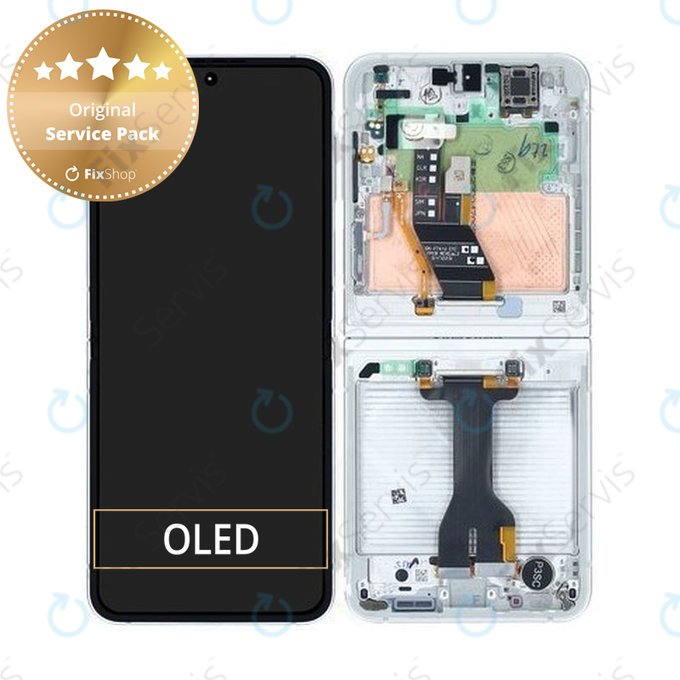 Samsung Galaxy Z Flip 6 F741B - LCD Displej + Dotykové Sklo + Rám (White) - GH82-35014F Genuine Service Pack