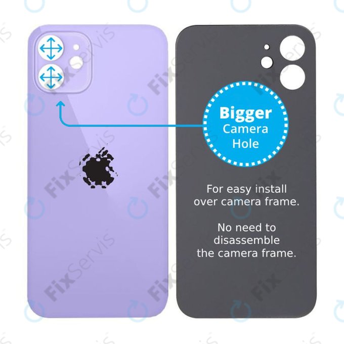 Apple iPhone 12 - Sklo Zadného Housingu so Zväčšeným Otvorom na Kameru ...