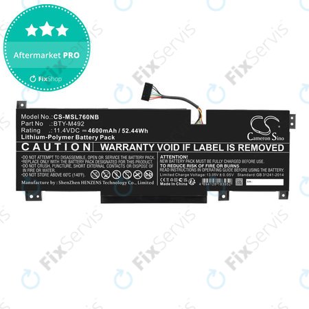 Batéria pre MSI Pulse GL76, Katana GF66, Bravo 15, Crosshair 17, 4600mAh, Li-Pol, 11.4V, BTY-M492, HQ