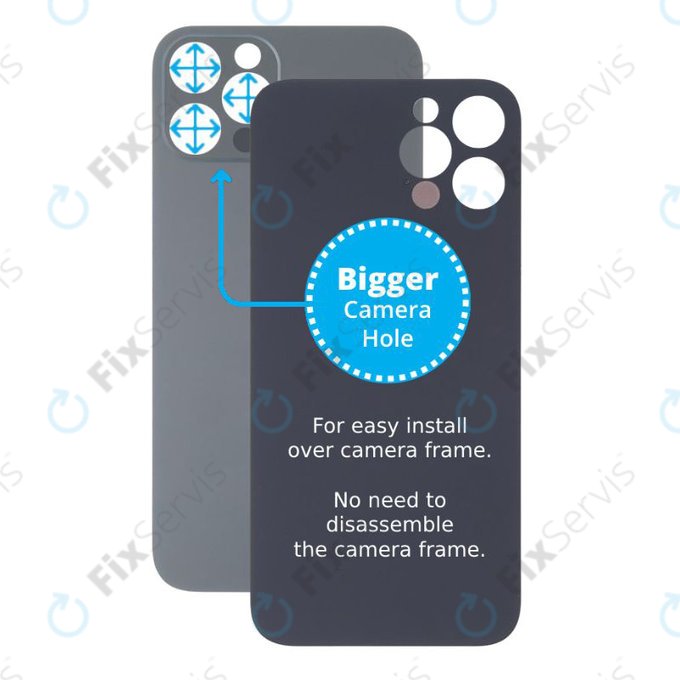 Apple iPhone 13 Pro Max - Sklo Zadného Housingu so Zväčšeným Otvorom na Kameru (Graphite)