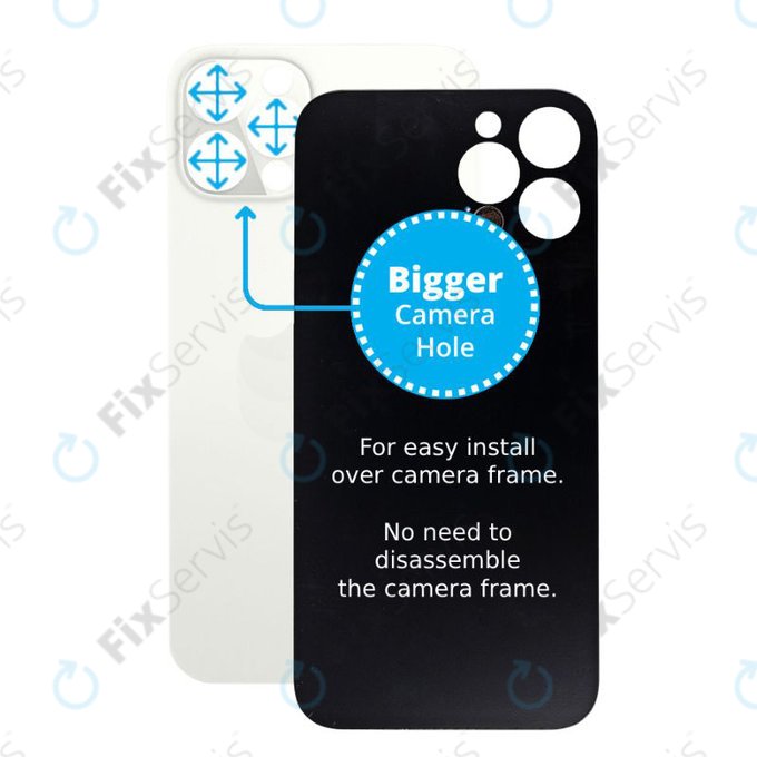 Apple iPhone 12 Pro - Sklo Zadného Housingu so Zväčšeným Otvorom na Kameru (Silver)