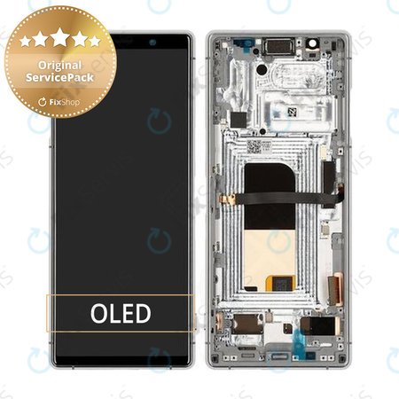 Sony Xperia 5 - LCD displej + Dotykové sklo + Rám (Grey) - 1319-9455 Genuine Service Pack