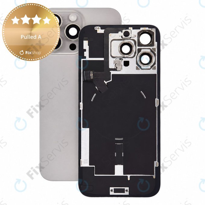 Sklo zadného housingu pre iPhone 16 Pro Max, Natural Titanium, Pulled A