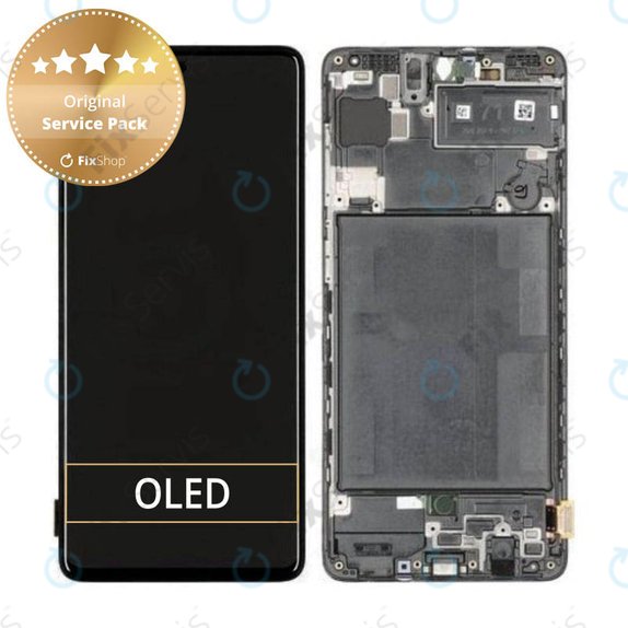 Samsung Galaxy A71 A715F - LCD Displej + Dotykové Sklo + Rám (Prism Crush Black) - GH82-22152A, GH82-22248A Genuine Service Pack
