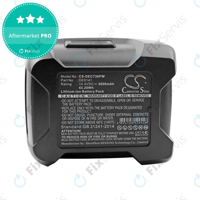 Batéria pre Dewalt DC528, DC612, DC728, DC830, Wurth BS 14-A, 3000mAh, Li-Ion, 14.4V, DE9141, HQ