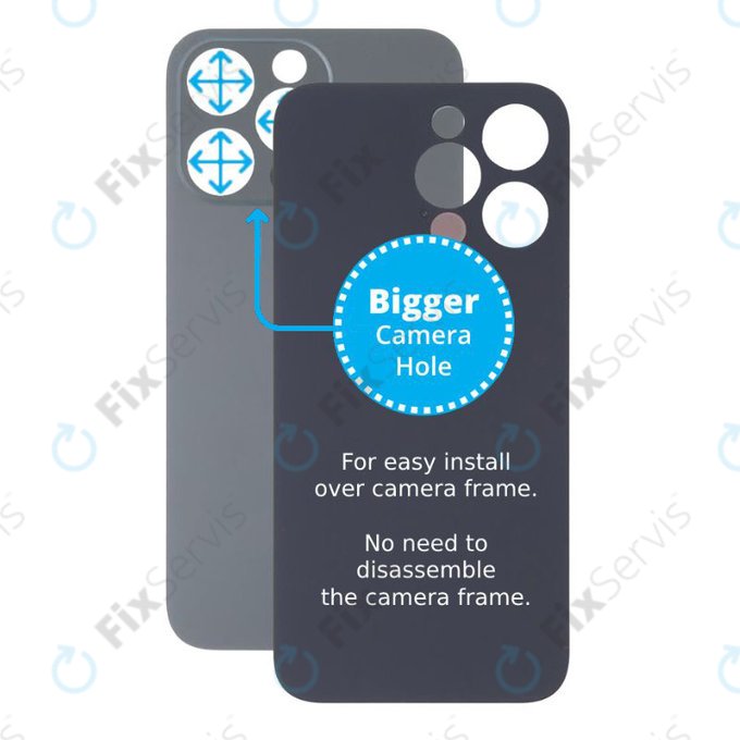 Apple iPhone 13 Pro - Sklo Zadného Housingu so Zväčšeným Otvorom na Kameru (Graphite)