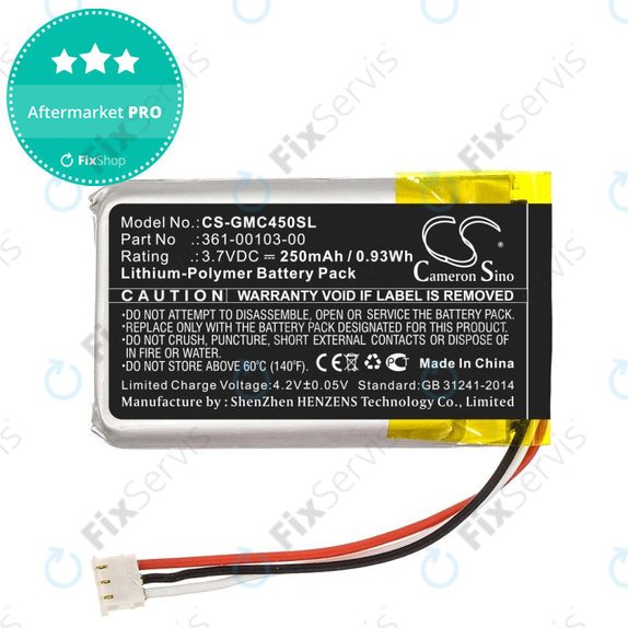 Batéria pre Garmin DashCam 45, DashCam 46, DashCam 55, DashCam 56, DashCam 66, 250mAh, Li-Pol, 3.7V, 361-00103-00, HQ