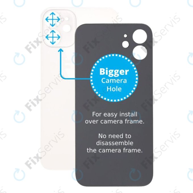 Apple iPhone 12 Mini - Sklo Zadného Housingu so Zväčšeným Otvorom na Kameru (White)