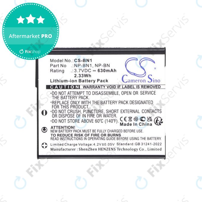 Batéria pre Sony Cyber-Shot DSC-TX20, TX9, 630mAh, Li-Ion, 3.7V, NP-BN1, HQ