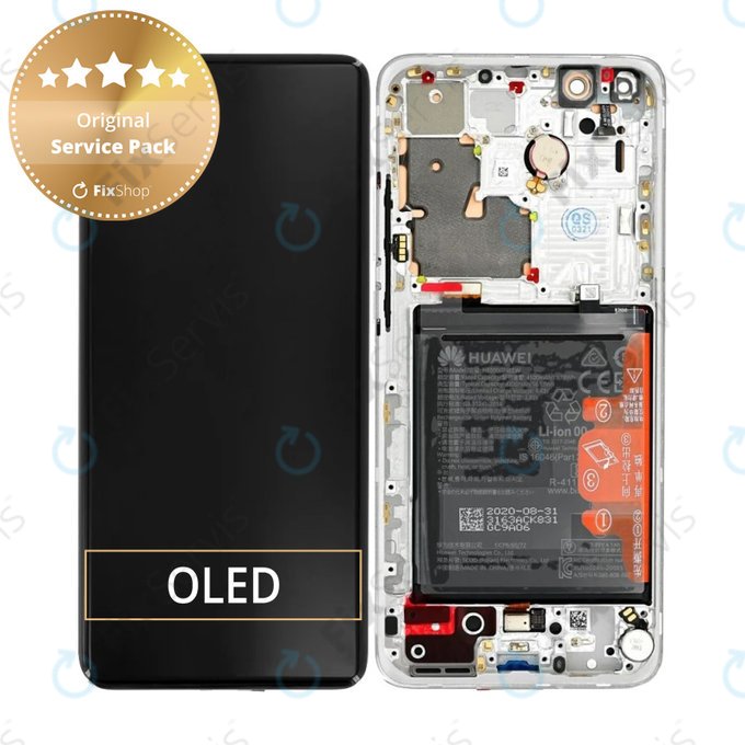 Huawei P40 Pro Plus - LCD Displej + Dotykové Sklo + Rám + Batéria (White Ceramic) - 02353RBJ Genuine Service Pack