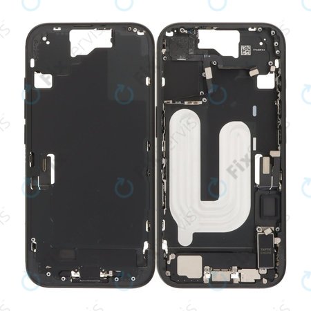 Apple iPhone 16 - Stredný Rám + Tlačidlá Zapínania, Hlasitosti a Kamery (Black)