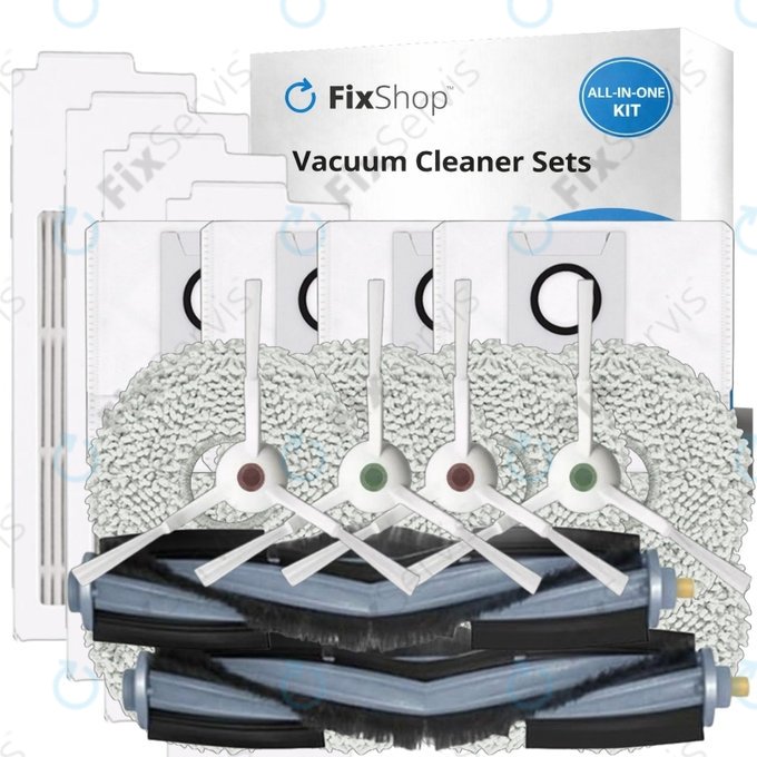 Sada náhradných dielov pre Ecovacs T20, T20 Max, T20 Pro (2x Hlavná kefa, 4x Filter, 4x Bočná kefa - Biela, 8x Mopovacia utierka, 4x Prachové vrecko)