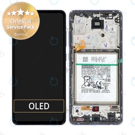 Samsung Galaxy A52 A525F, A526B - LCD Displej + Dotykové Sklo + Rám + Batéria (Awesome Violet) - GH82-25229C, GH82-25230C Genuine Service Pack