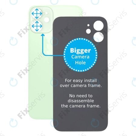 Apple iPhone 12 Mini - Sklo Zadného Housingu so Zväčšeným Otvorom na Kameru (Green)