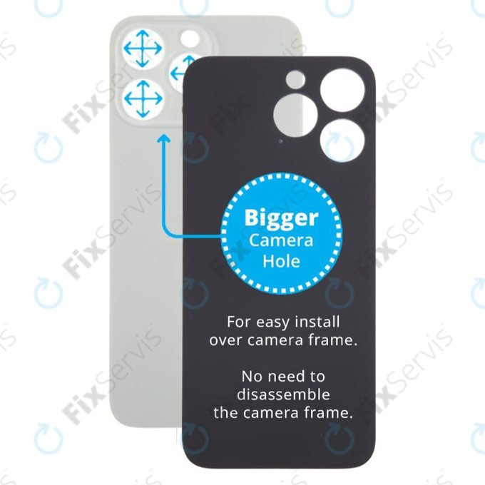 Apple iPhone 15 Pro Max - Sklo Zadného Housingu so Zväčšeným Otvorom na Kameru (Natural Titanium)