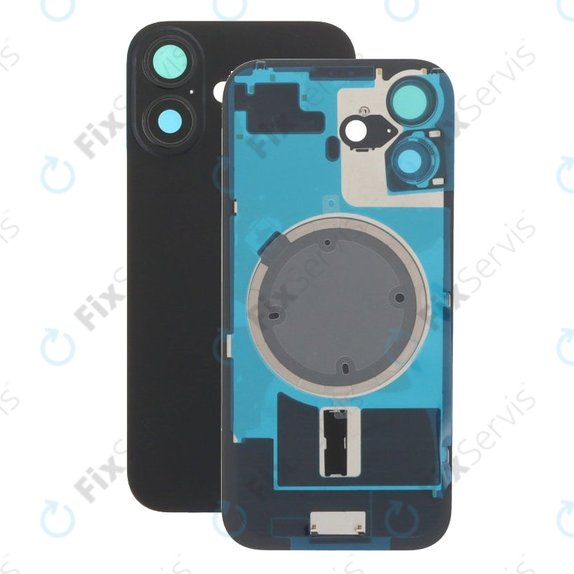 Apple iPhone 17 - Sklo Zadného Housingu + Sklíčko Kamery + Kovový Pliešok + Magsafe Magnet (Black)