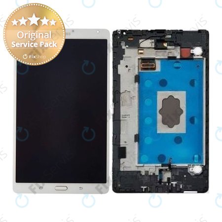 Samsung Galaxy Tab S 8.4 T700 - LCD Displej + Dotykové Sklo + Rám (Dazzling White) - GH97-16047A Genuine Service Pack