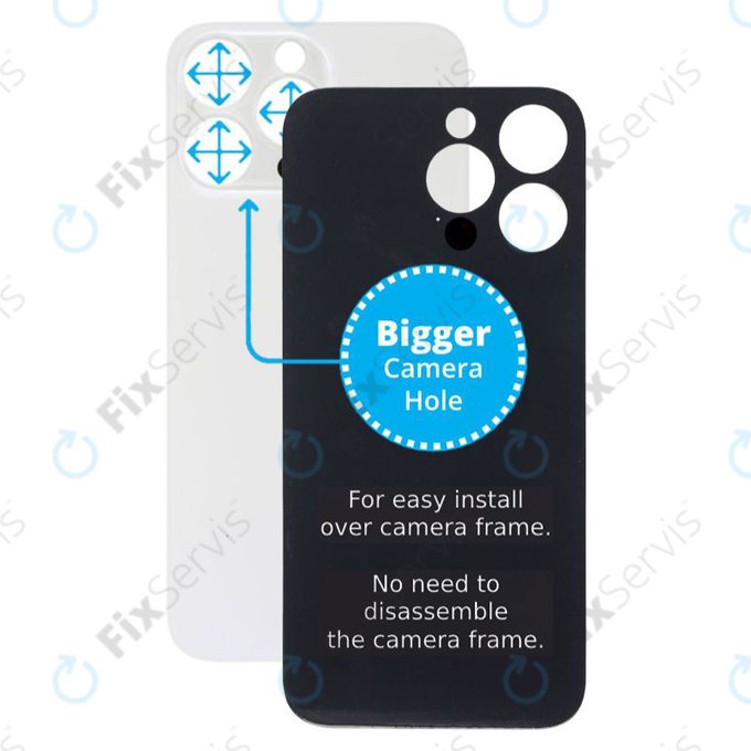 Apple iPhone 14 Pro Max - Sklo Zadného Housingu so Zväčšeným Otvorom na Kameru (Silver)