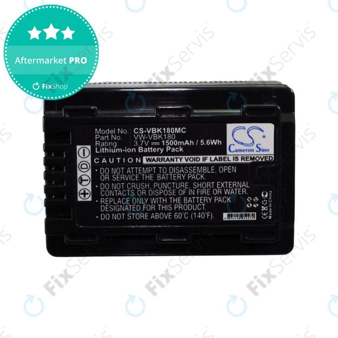 Batéria pre Panasonic HDC, HC a SDR, 1500mAh, Li-Ion, 3.7V, VW-VBK180, HQ