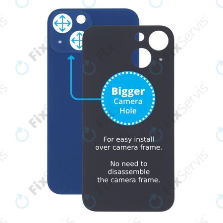 Apple iPhone 13 Mini - Sklo Zadného Housingu so Zväčšeným Otvorom na Kameru (Blue)