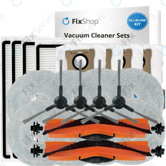 Sada náhradných dielov pre Xiaomi Mi Robot Vacuum S20+, S10+, X20+, X10+ (2x Hlavná kefa, 4x Filter, 4x Bočná kefa - čierna, 8x Mopovacia utierka, 4x Prachové vrecko)
