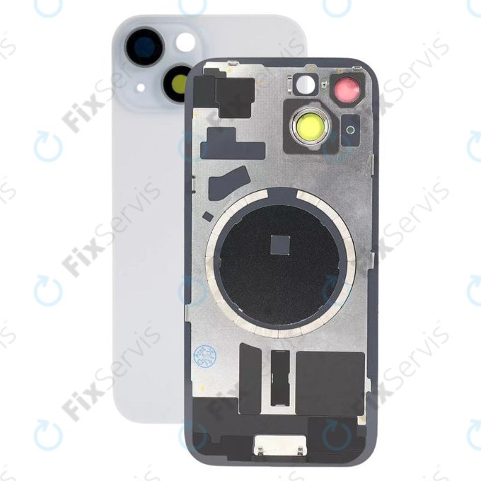 Apple iPhone 15 - Sklo Zadného Housingu + Sklíčko Kamery + Kovový Pliešok + Magsafe Magnet (Blue)