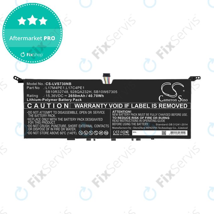 Batéria pre Lenovo IdeaPad 730-13, 2650mAh, Li-Pol, 15.36V, 5B10R32748, HQ