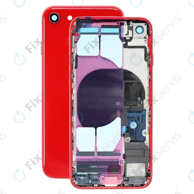 Apple iPhone 8 - Zadný Housing s Malými Dielmi (Red)