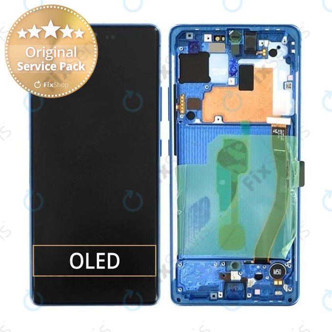 Samsung Galaxy S10 Lite G770F - LCD Displej + Dotykové Sklo + Rám (Prism Blue) - GH82-21672C, GH82-22044C, GH82-22045C, GH82-21992C, GH82-22045C Genuine Service Pack