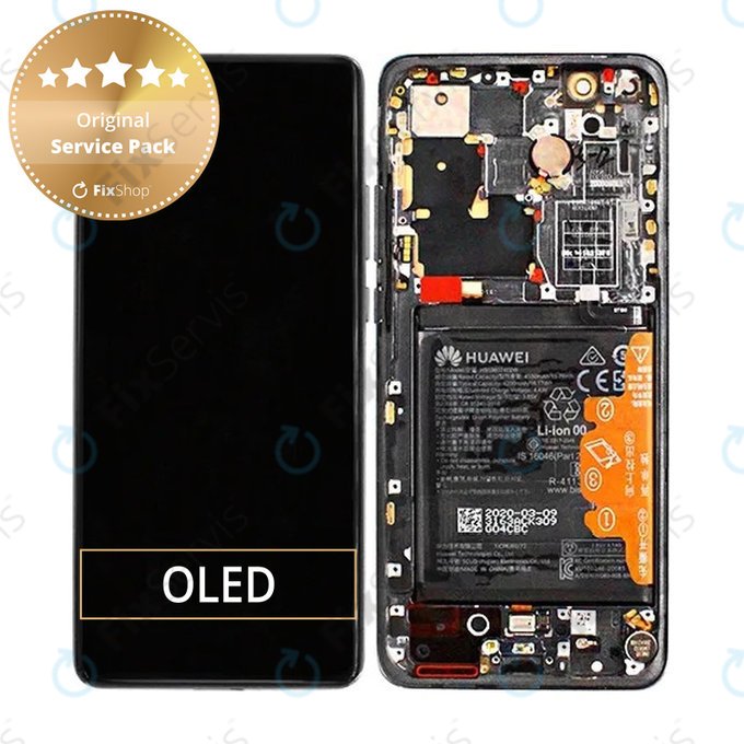 Huawei P40 Pro Plus - LCD Displej + Dotykové sklo + Rám + Batéria + Senzor Odtlačku Prsta (Ceramic Black) - 02353RVJ Genuine Service Pack