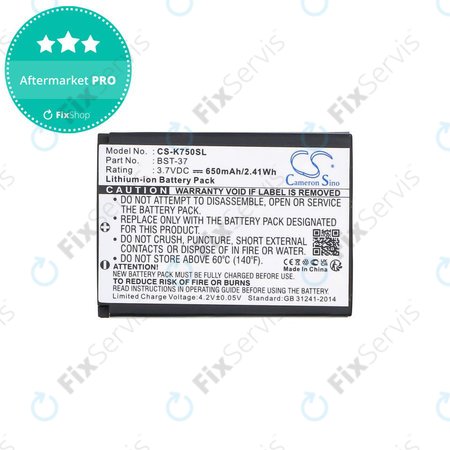 Batéria pre Sony Ericsson, 650mAh, Li-Ion, 3.7V, BST-37, HQ