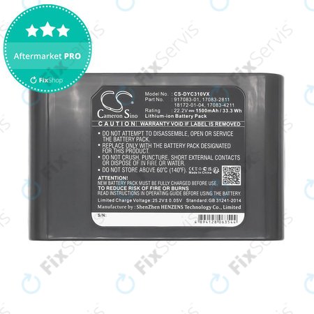 Batéria pre Dyson DC31, DC34, DC35, DC44, 1500mAh, Li-Ion, 22.2V, 17083-2811, HQ