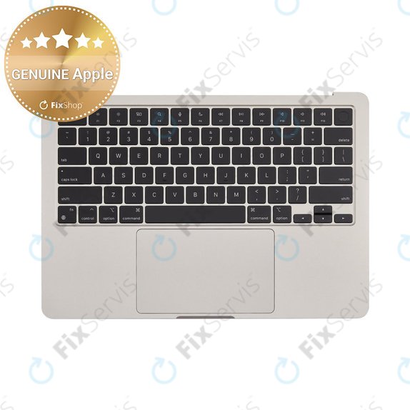 Horný rám klávesnice pre MacBook Air 13", A3113 (2024), s klávesnicou US a batériou, Starlight, 661-40229, Genuine Apple