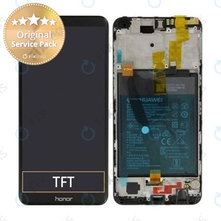 Huawei Honor 7X - LCD Displej + Dotykové Sklo + Rám + Batéria (Black) - 02351PUU Genuine Service Pack