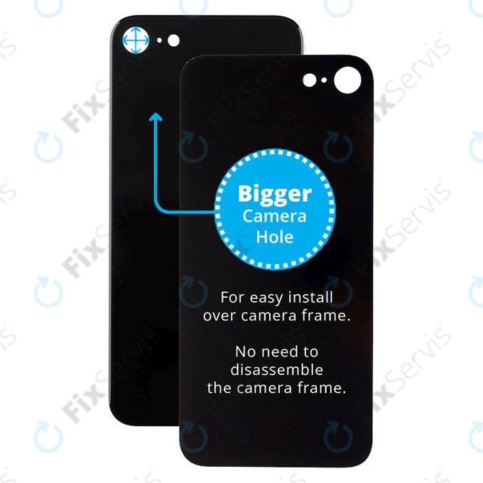 Apple iPhone SE (3rd Gen 2022) - Sklo Zadného Housingu so Zväčšeným Otvorom na Kameru (Midnight)