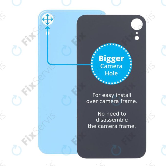 Apple iPhone XR - Sklo Zadného Housingu so Zväčšeným Otvorom na Kameru (Blue)