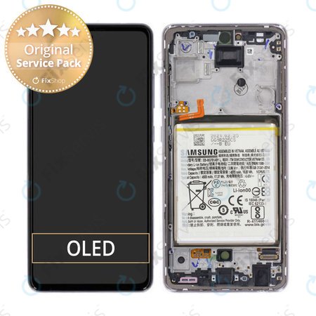 Samsung Galaxy A52s 5G A528B - LCD Displej + Dotykové Sklo + Rám + Batéria (Awesome Violet) - GH82-26912C, GH82-26909C Genuine Service Pack