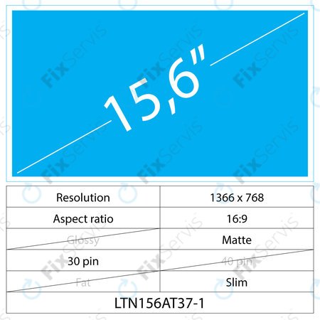 15.6 LCD Slim Matný 30 pin HD